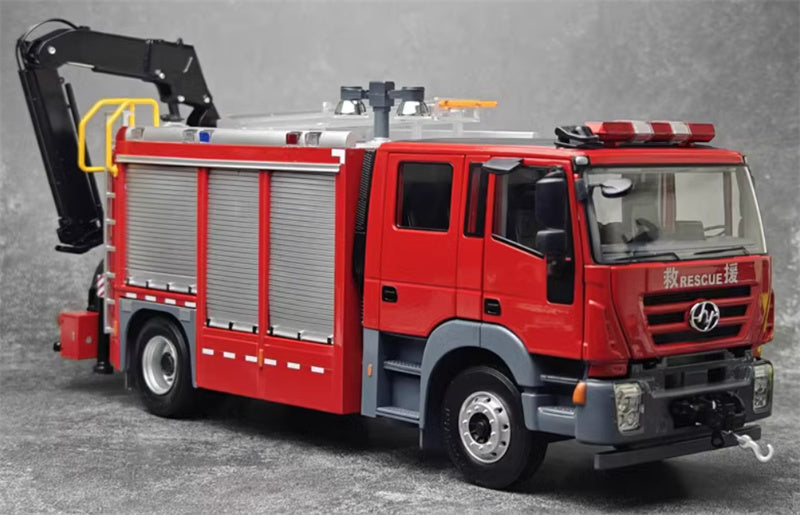 SAIC Hongyan Jieshi 350 Emergency Rescue Main Battle Fire Truck Red 1:24 Truck Pre-built Model