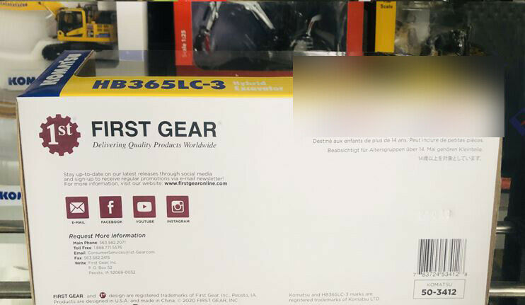 First 1/50 Hybrid MODEL (#50-3412) Gear DIECAST Excavator HB365LC-3 Komatsu view6