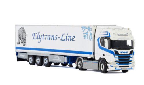 WSI SCANIA R HIGHLINE CR20H 4X2 REEFER TRAILER ELYTRANS-LINE 1/50 Pre-built view1