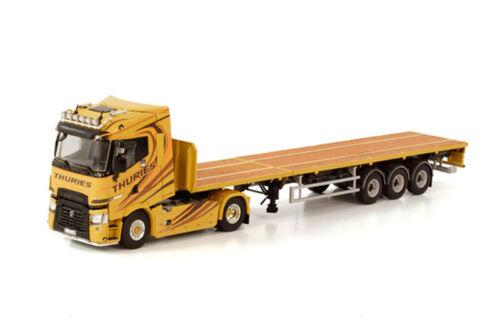 WSI RENAULT TRUCKS T HIGH 4X2 FLATBED TRAILER - 3 AXLE THURIES 1/50 Truck view2