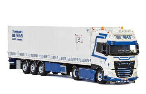 WSI DAF XF SUPER SPACE CAB MY2017 4X2 BOX TRAILER - 3 AXLE DE MAN 1/50 Model view1