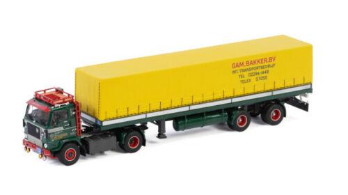 WSI VOLVO F88 CURTAINSIDE TAILER GAM BAKKER 1/50 DIECAST Pre-built Model view3