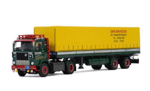 WSI VOLVO F88 CURTAINSIDE TAILER GAM BAKKER 1/50 DIECAST Pre-built Model view1