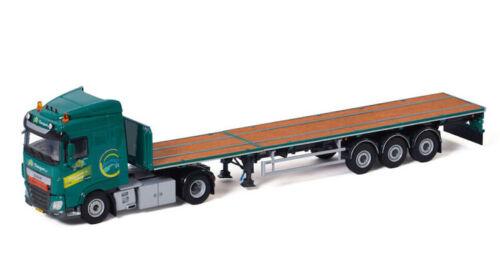 WSI DAF XF SPACE CAB MY2017 4X2 FLATBED TRAILER AM TRANSPORT 1/50 Model view1