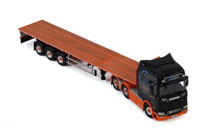 WSI SCANIA R HIGHLINE CR20H 6X4 FLATBED TRAILER 3 AXLE 1/50 Truck Pre-built view2