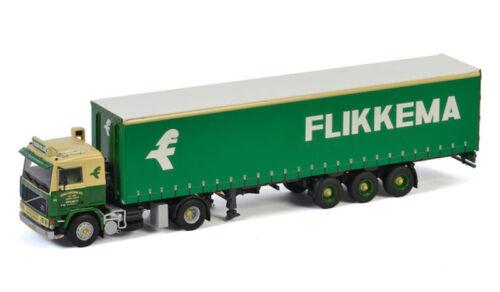 WSI VOLVO F12 4X2 CURTAINSIDE TRAILER-3 AXLE FLIKKEMA 1:50 DIECAST Model view3