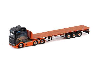 WSI SCANIA R HIGHLINE CR20H 6X4 FLATBED TRAILER 3 AXLE 1/50 Truck Pre-built view1