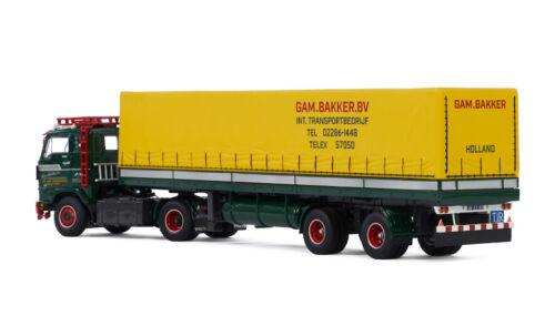 WSI VOLVO F88 CURTAINSIDE TAILER GAM BAKKER 1/50 DIECAST Pre-built Model view4