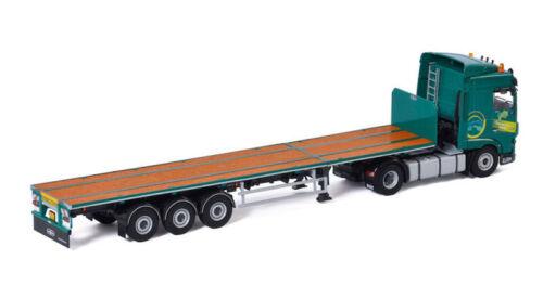 WSI DAF XF SPACE CAB MY2017 4X2 FLATBED TRAILER AM TRANSPORT 1/50 Model view3
