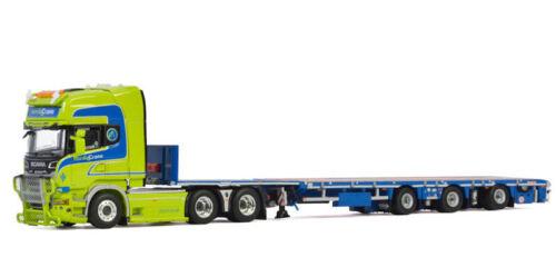 WSI 1/50 SCANIA TOPLINE 6X4 MEGATRAILER FLATBED-3 AXLE NORDIC CRANE view2