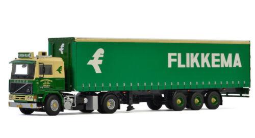 WSI VOLVO F12 4X2 CURTAINSIDE TRAILER-3 AXLE FLIKKEMA 1:50 DIECAST Model view1