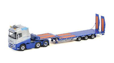 WSI 1/50 VOLVOFH4 GLOBETROTTER 6X2 TWINSTEER SEMI LOWLOADER 3 AXLE Trailer view2