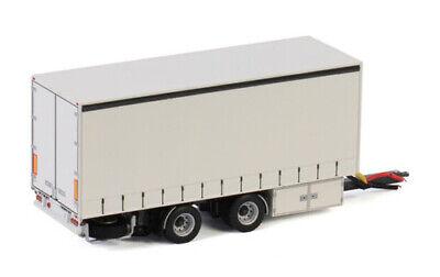 WSI CENTRE AXLED DRAWBAR CURTAINSIDE TRAILER white line 1/50 DIECAST Truck Model view2