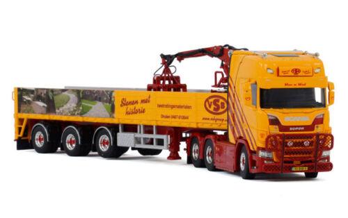 WSI 1/50 SCANIA S HIGHLINE CS20H 6X2 TAG AXLE BRICK TRAILER-3 AXLE VSB GROEP view1