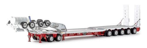 Drake White Red 5x8 Swingwing Drop Deck + 2x8 Dolly 1/50 DIECAST Truck Pre-built view1