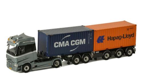 WSI 1/50 RENAULT T HIGH 4X2 2CONNECT COMBI TRAILER 2+3 AXLE 2X20FT CONTAINER view1