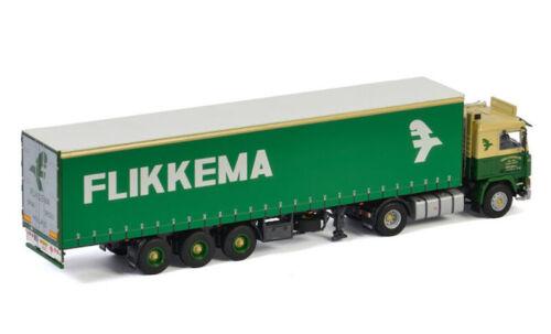 WSI VOLVO F12 4X2 CURTAINSIDE TRAILER-3 AXLE FLIKKEMA 1:50 DIECAST Model view2