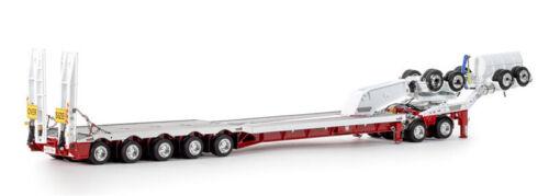 Drake White Red 5x8 Swingwing Drop Deck + 2x8 Dolly 1/50 DIECAST Truck Pre-built view3