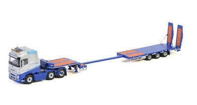 WSI 1/50 VOLVOFH4 GLOBETROTTER 6X2 TWINSTEER SEMI LOWLOADER 3 AXLE Trailer view3