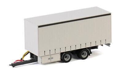 WSI CENTRE AXLED DRAWBAR CURTAINSIDE TRAILER white line 1/50 DIECAST Truck Model view1